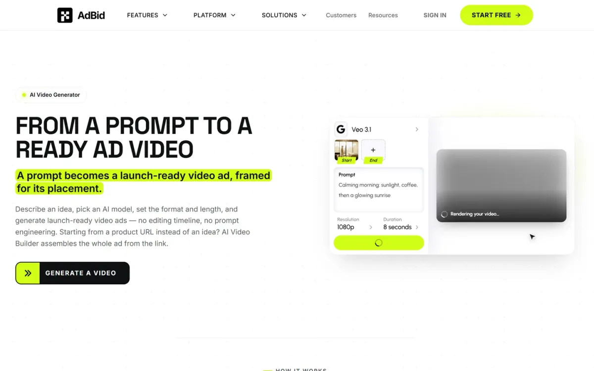 AdBid — AI video generator for ads