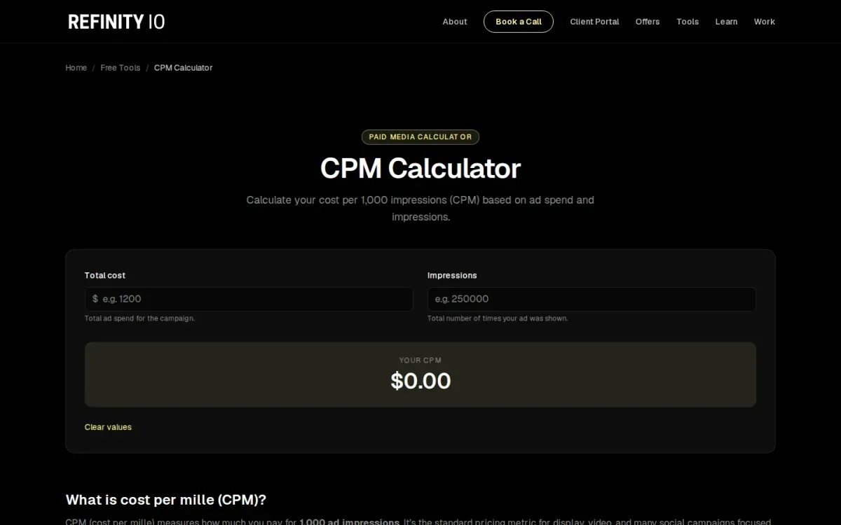 Refinity CPM Calculator: quick reach-cost math with practical context
