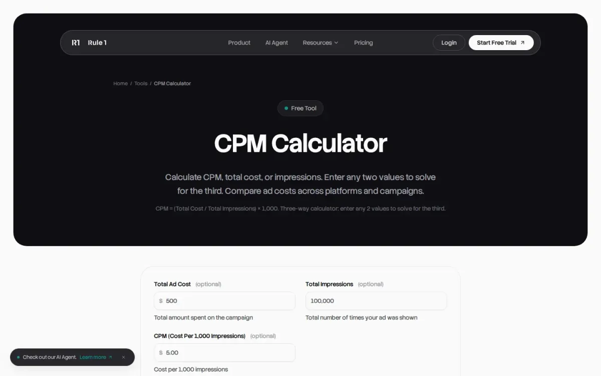 Rule1 — Free CPM Calculator