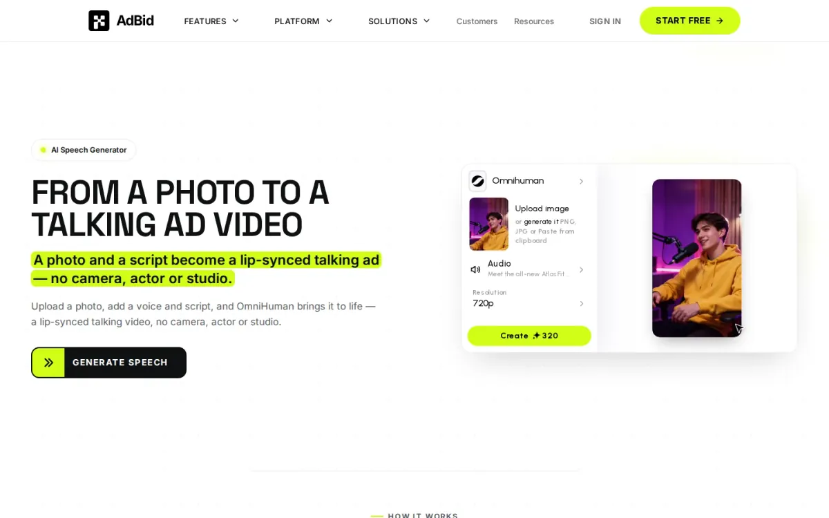 AdBid - AI Lip Sync Video Generator review