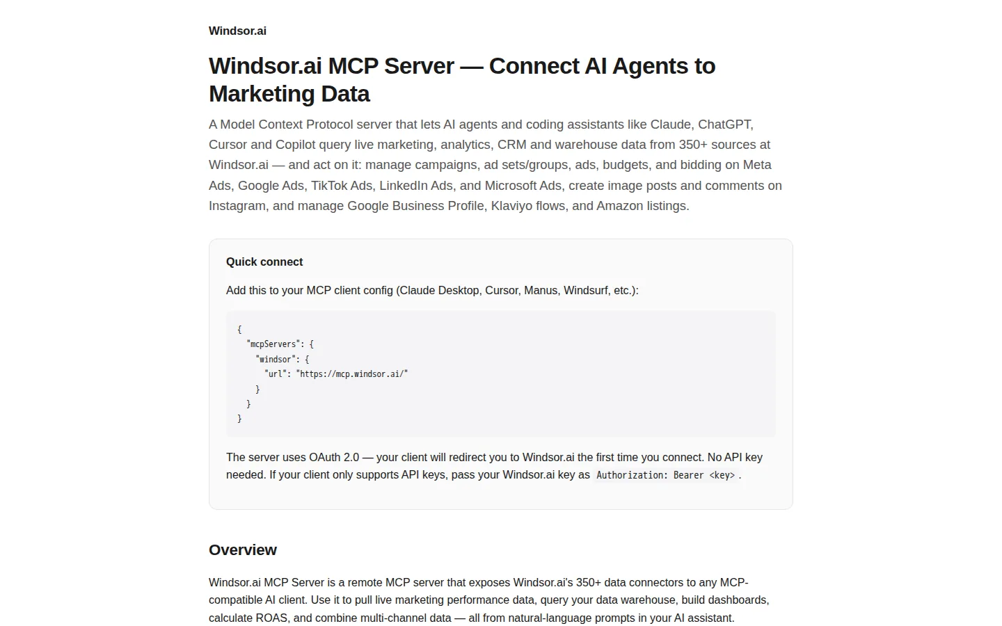 Windsor for AI-Powered Marketing Data