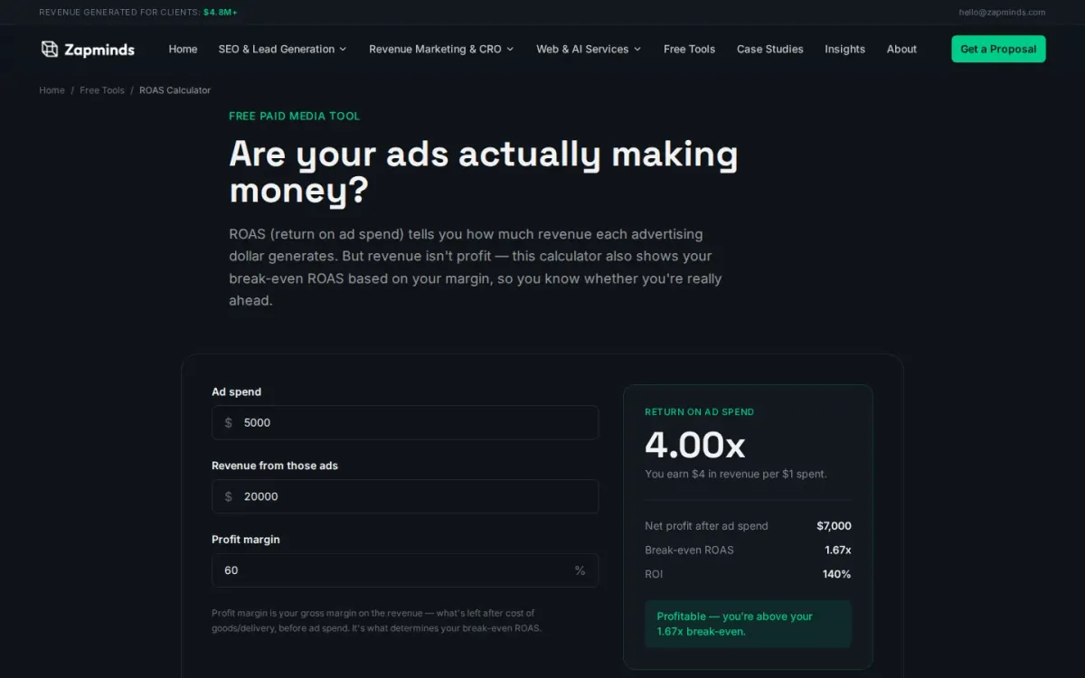 ZapMinds Ad Spend Performance Tool